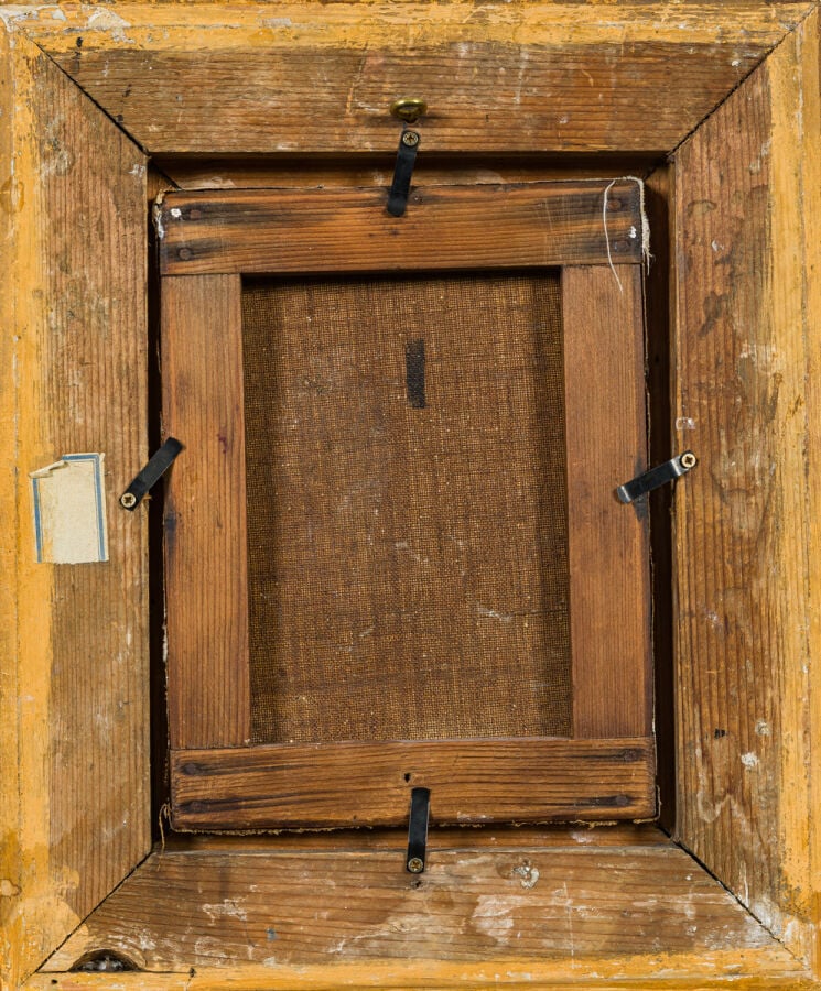 ÉCOLE DU XIXème SIÈCLE - Marine - Huile sur toile, craquelure et repeint - 21,5…