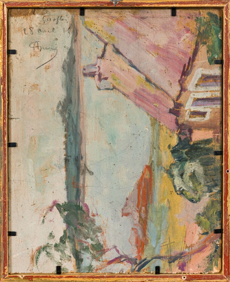 ECOLE DU XXÈME SIÈCLE - Bouquet de fleurs ; Paysage - Huile sur panneau double…