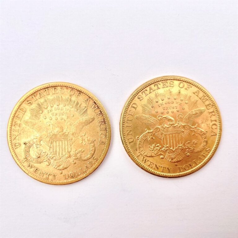 Ensemble de 2 pièces de 20 Dollars or Liberty Head comprenant : - 2x1904 - - Po…