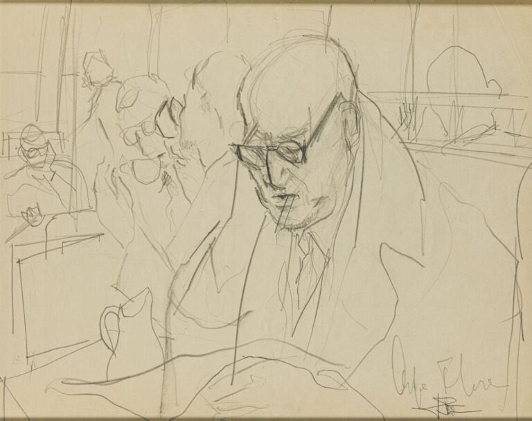 Frédéric STERN - Café de Flore. - Dessin, double face, signé en bas à droite, a…