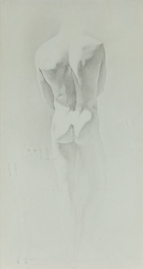 Georges ALLYN, (1944-) - Nu de dos, 1985 - Dessin, signé et daté 27 juin 1985 e…