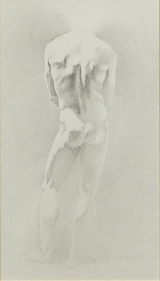 Georges ALLYN, (1944-) - Nu de dos, 1985 - Dessin, signé et daté 27 juin 1985 e…