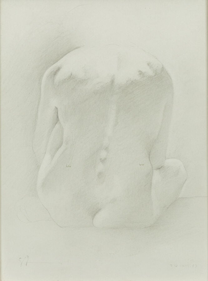 Georges ALLYN, (1944-) - Nu de dos, 1985 - Dessin, signé et daté 27 juin 1985 e…