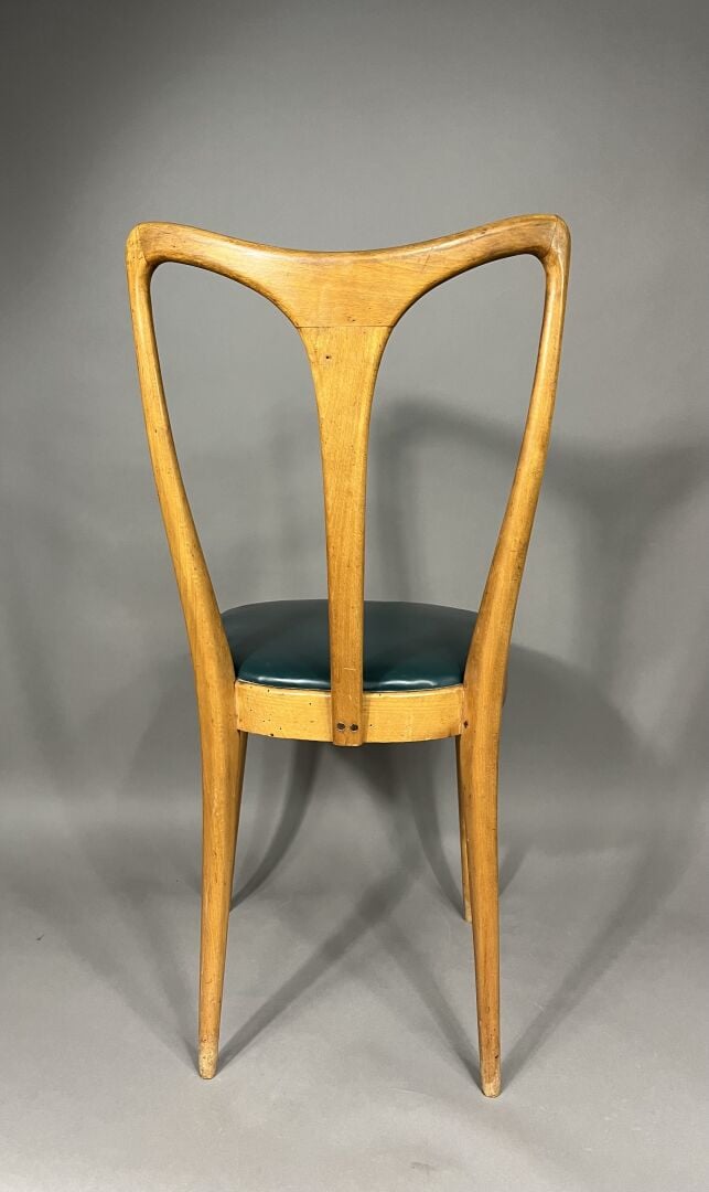 Guglielmo ULRICH (1904-1977) - Suite de 5 chaises à large dossier évasé, ajouré…