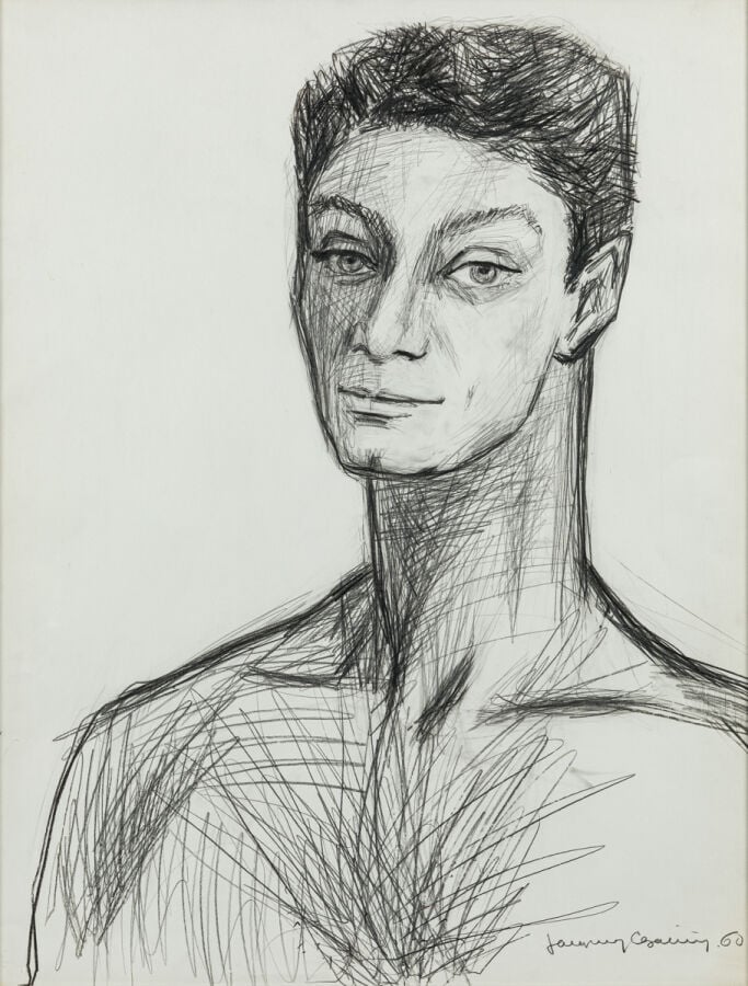 Jacqueline CAZALIERES (1909-2003) - Portrait de Fréderic Stern, 1960 - Crayon s…