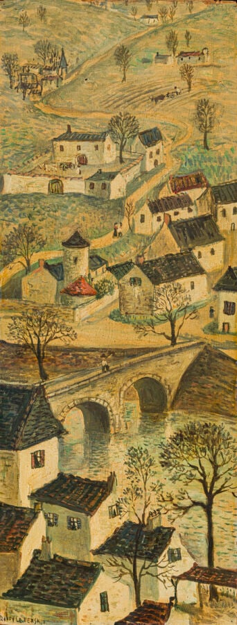 Jean RAFFY LE PERSAN (1920-2008) - Le pont à Tarascon en Dordogne - Huile sur p…