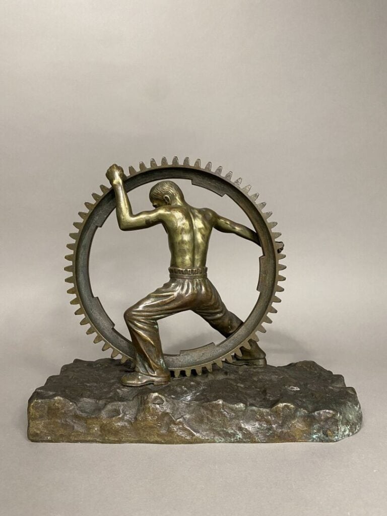 Jerzy LESKI (1906-1969), d'après - Le travail - Sculpture en bronze - Dédicace…