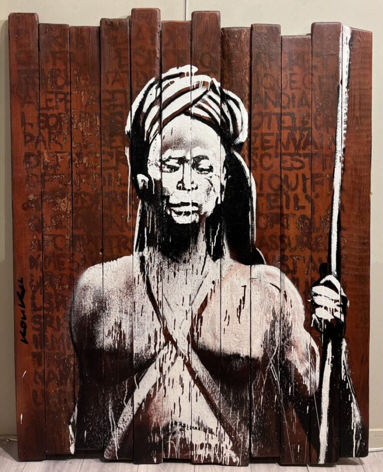 Kouka NTADI (né en 1981) - Guerrier Bantou / Balakoi, 2014 - Technique mixte su…