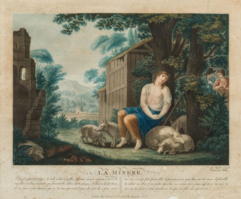 "La débauche","La misère","La ruine " ,"Le départ","Le repentir" ,"Le pardon" -…
