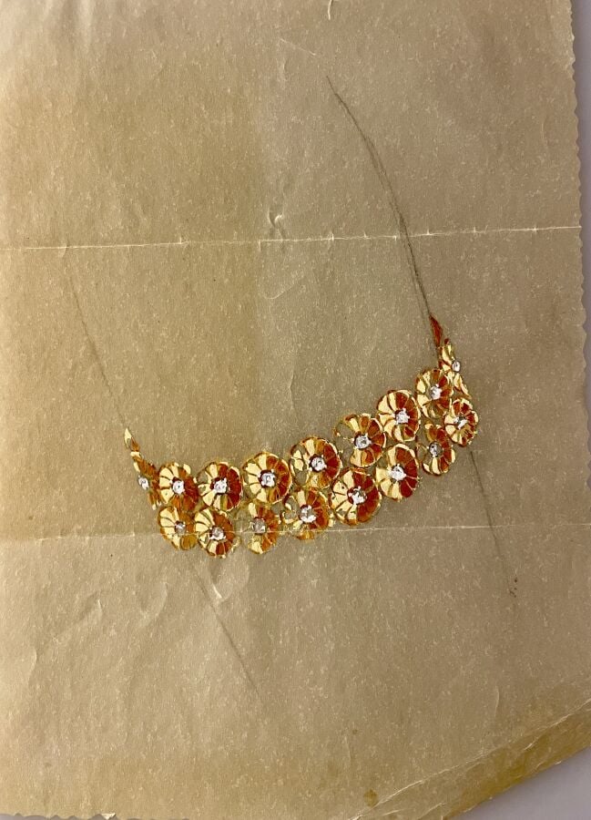 LOT de 13 PROJETS de bijoux sur calque ou papier - Gouache - Formats divers - -…