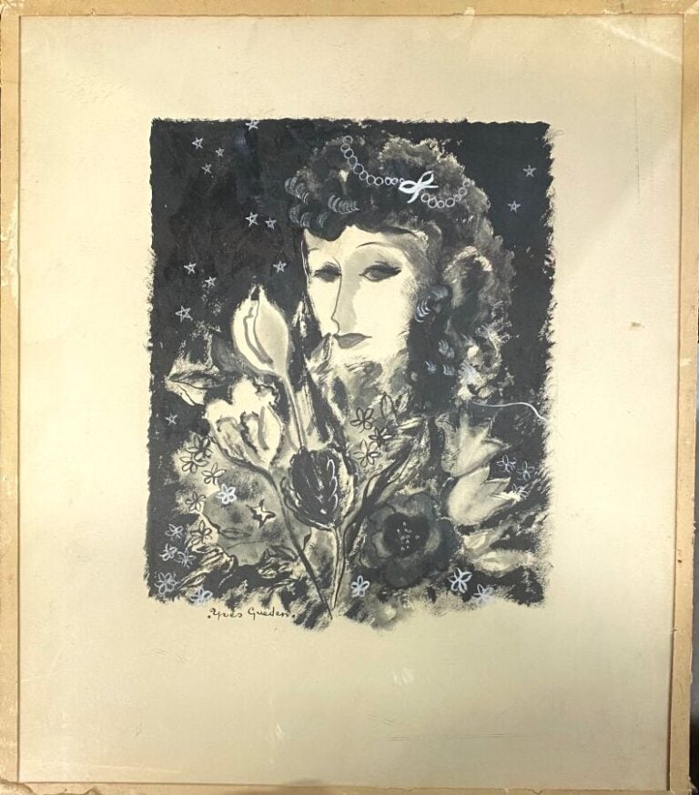 LOT de pièces encadrées comprenant : - Reproduction "Arbres aux corbeaux", repr…