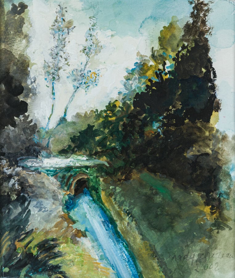 Maddy CHÉREAU (XXème siècle) - Fleur d'artichaut, 1997 - Gouache sur papier, si…