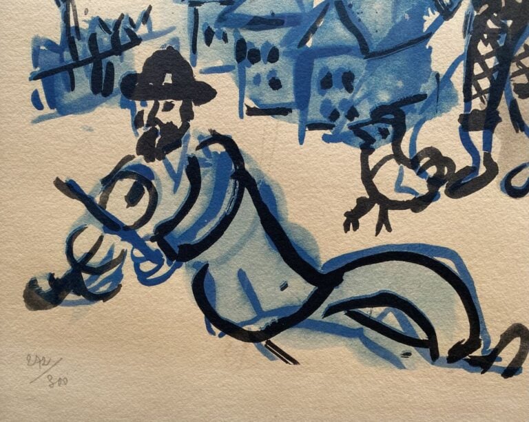 Marc CHAGALL (1887 - 1985), d'après - Dans le village, 1948 - Lithographie - Nu…