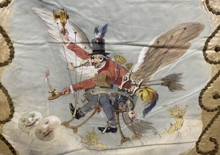 Nice - Importante bannière pour le Carnaval de Nice, 1909 - Bannière de soie à…
