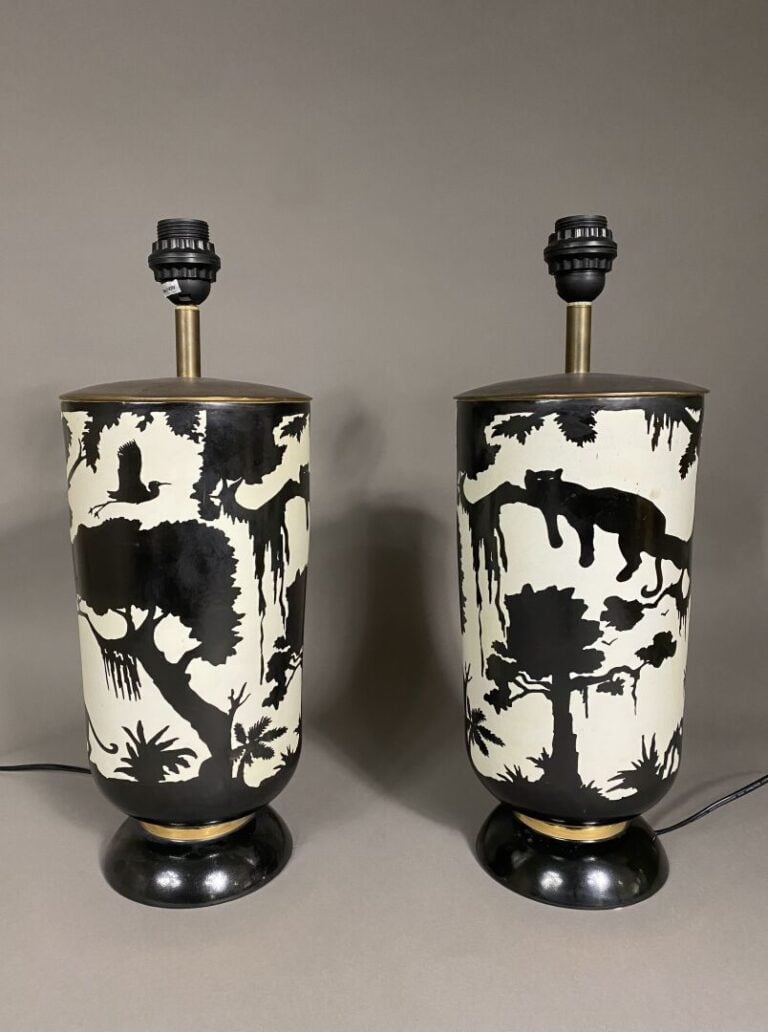 Nicolas BLANDIN (Né en 1969) - Jungle vase - Paire de grands vases en porcelain…