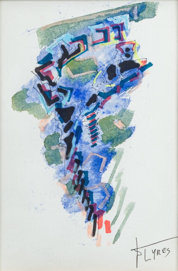 P.LYRES. - Composition - Aquarelle sur papier - Signée et datée 1993 en bas à d…