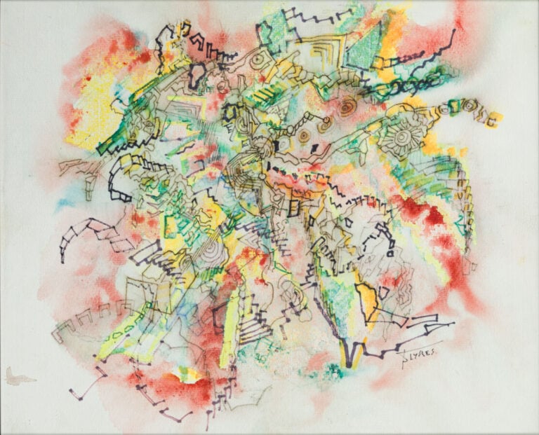 P.LYRES. - Composition - Aquarelle sur papier - Signée et datée 1993 en bas à d…