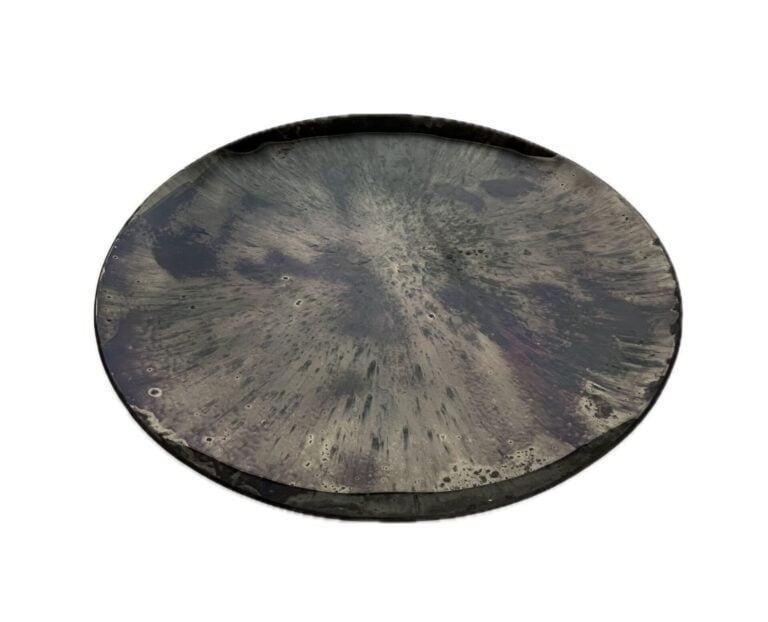 REGINA MEDEIROS (XXe) - Important plat rond mural en verre dans les tons bleu e…