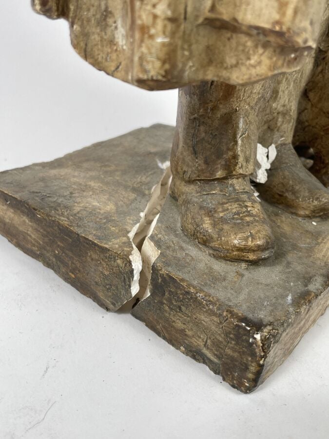 R.LAMOURDEDIEU - Berger et son chien - Plâtre patiné - non signé - (Accidents,…