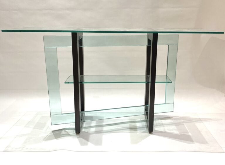 ROCHE-BOBOIS - Console, modèle Pythagore, de forme rectangulaire à deux plateau…