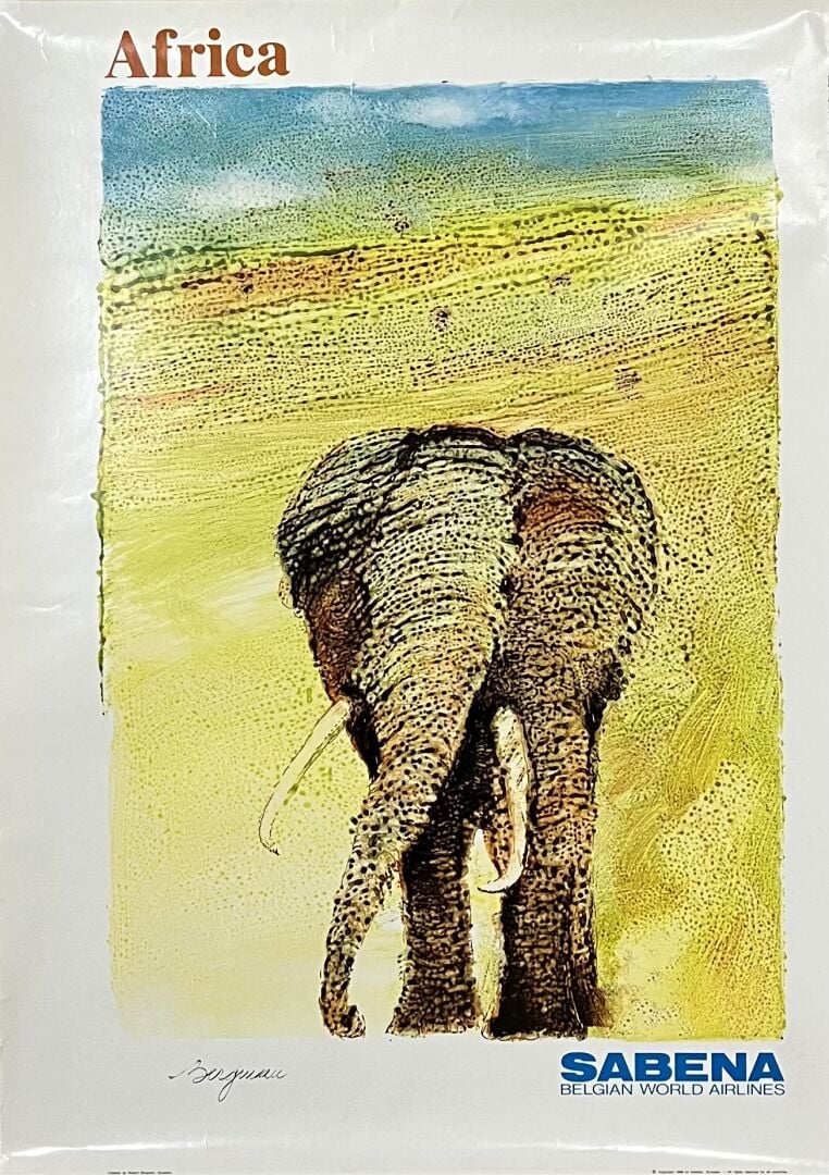 SABENA, lignes aériennes belges - Afrique - Affiche lithographiée - André Beyae…