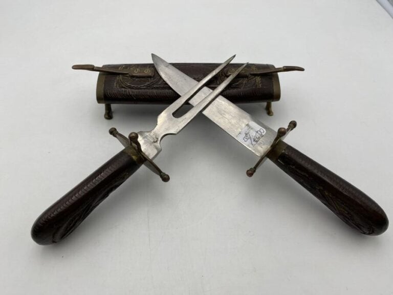 TETE d'applique en bois sculpté patiné noir (21 cm) - Service à découper fourch…