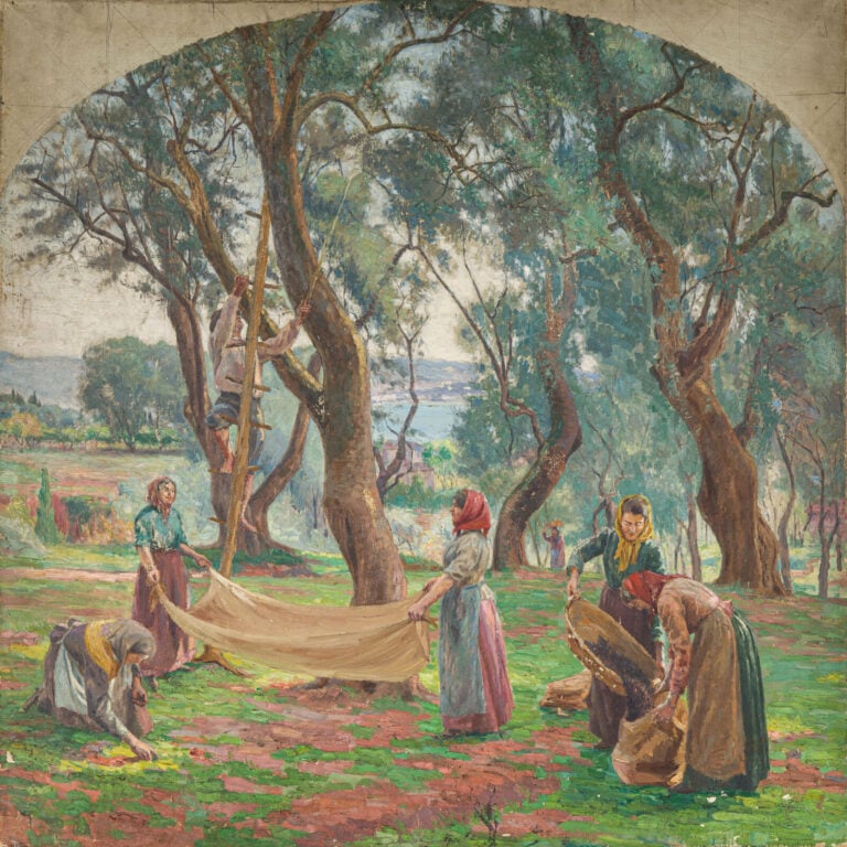 CHARLES MARTIN-SAUVAIGO (1881-1970) - La cueillette des olives, 1910 - Huile su…