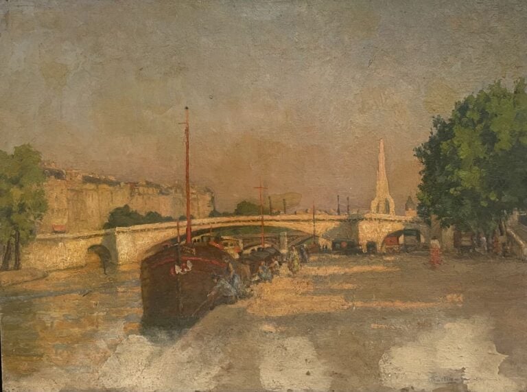 CHARLES MARTIN-SAUVAIGO (1881-1970) - Le Guilvinec, 1958 - Huile sur panneau, a…