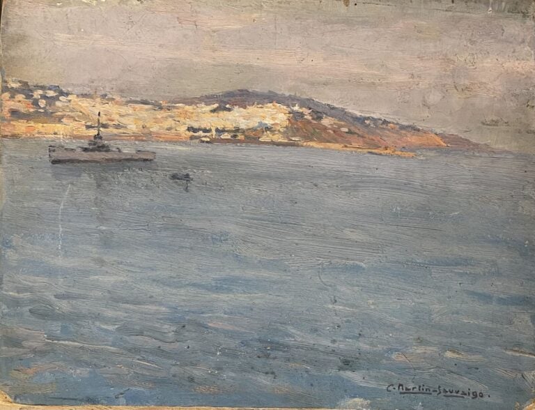 CHARLES MARTIN-SAUVAIGO (1881-1970) - Vue de Tanger, 1927 - Huile sur carton, s…