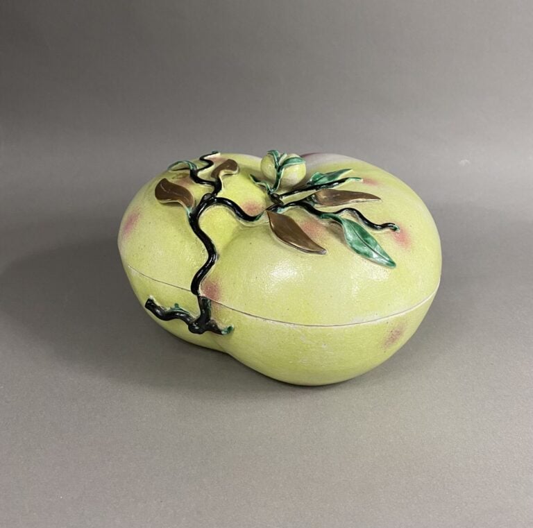 Chine - Grande boite couvert en porcelaine émaillée, dans le style de la Famill…