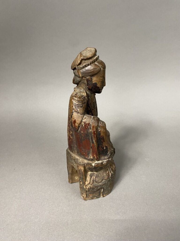 Chine, XIXe siècle - Ensemble de trois sculptures en bois - H(pour la plus gran…