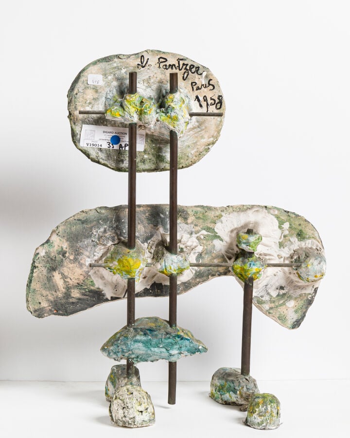 CLAUDE PANTZER (1930-1969) - Composition,1958 - Construction en plâtre et tubes…