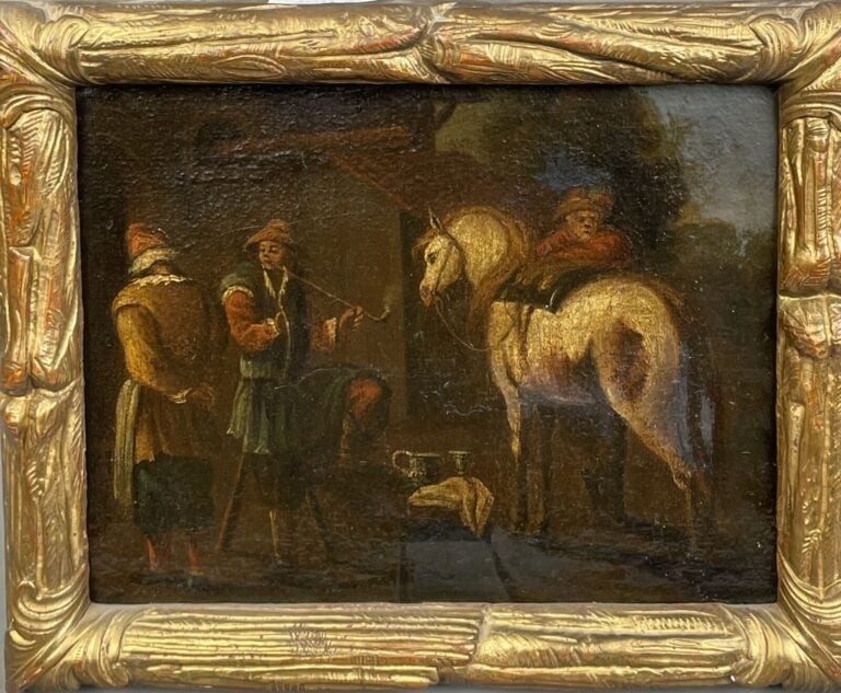 Dans le goût d'August QUERFURT - La halte - Huile - 24 x 30 cm
