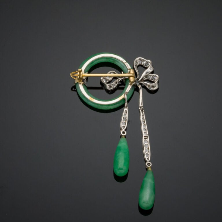 Délicate BROCHE "nœud négligé" en platine (min.800‰) et or jaune (750‰) articul…