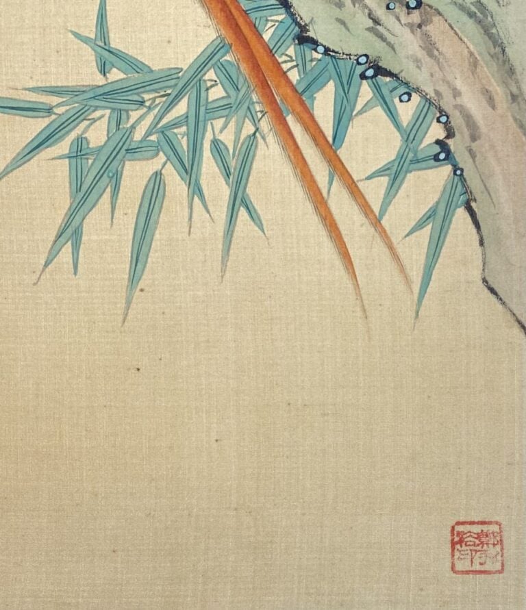 Ecole chinoise - Oiseaux branchés - Ensemble de trois encres et gouaches sur ti…