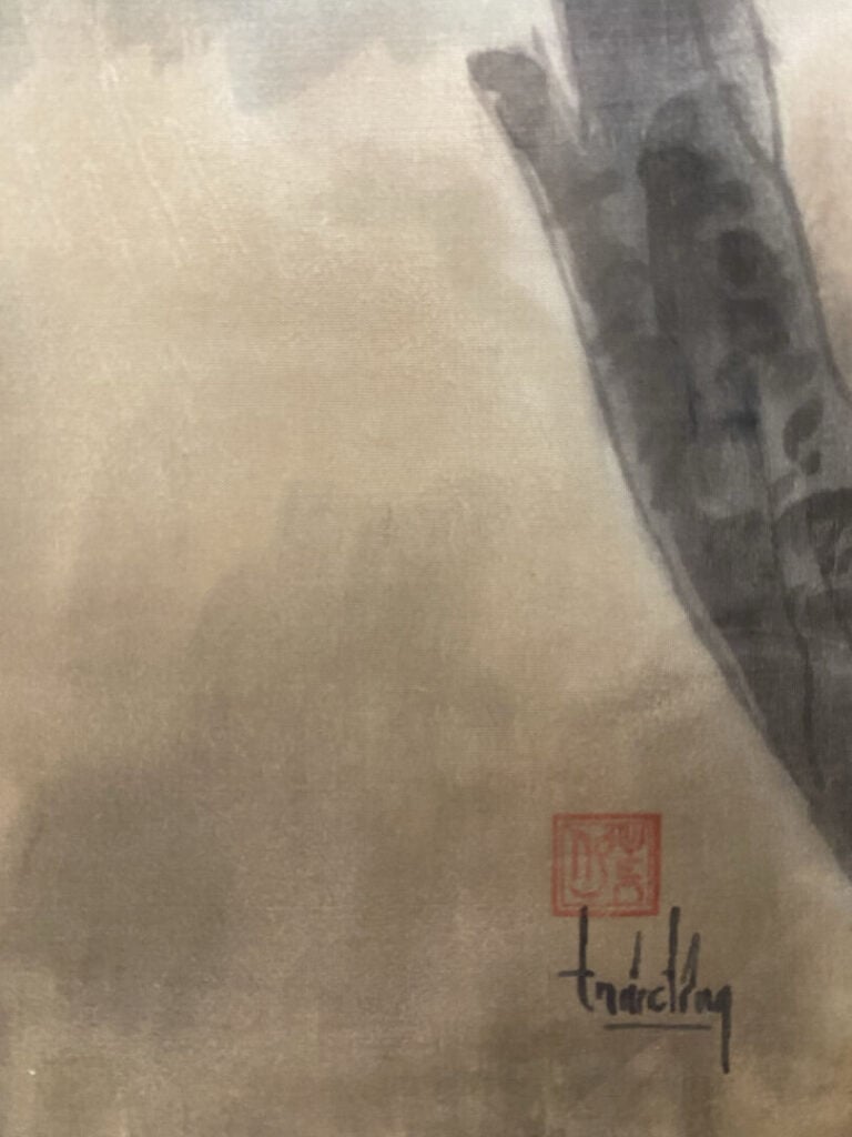 Ecole vietnamienne - Enfants jouant au clair de lune - Encre sur soie contrecol…