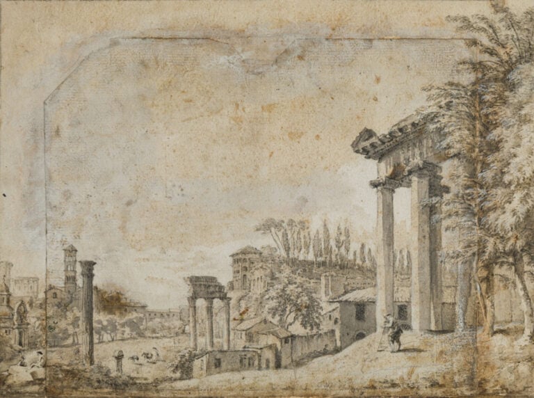 ECOLE XVIIIème - Vue de ruines - Mine de plomb - 22.5 x 31 cm