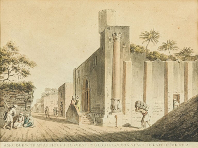 Ensemble de 10 GRAVURES orientales : Alexandrie, Inisso, Abou-Mandour, ruines,…