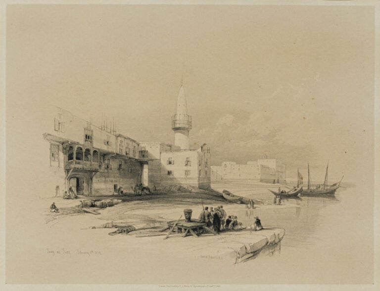 Ensemble de 10 GRAVURES orientales : Alexandrie, Inisso, Abou-Mandour, ruines,…