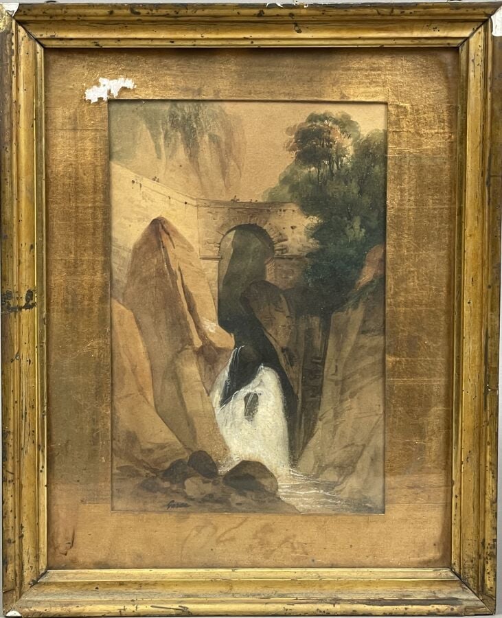 Ernest-Emile LEMENOREL (1848-1934) attribué à - Bord de rivière/Cavalière et ch…