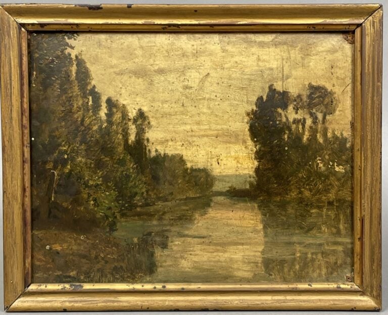 Ernest-Emile LEMENOREL (1848-1934) attribué à - Bord de rivière/Cavalière et ch…