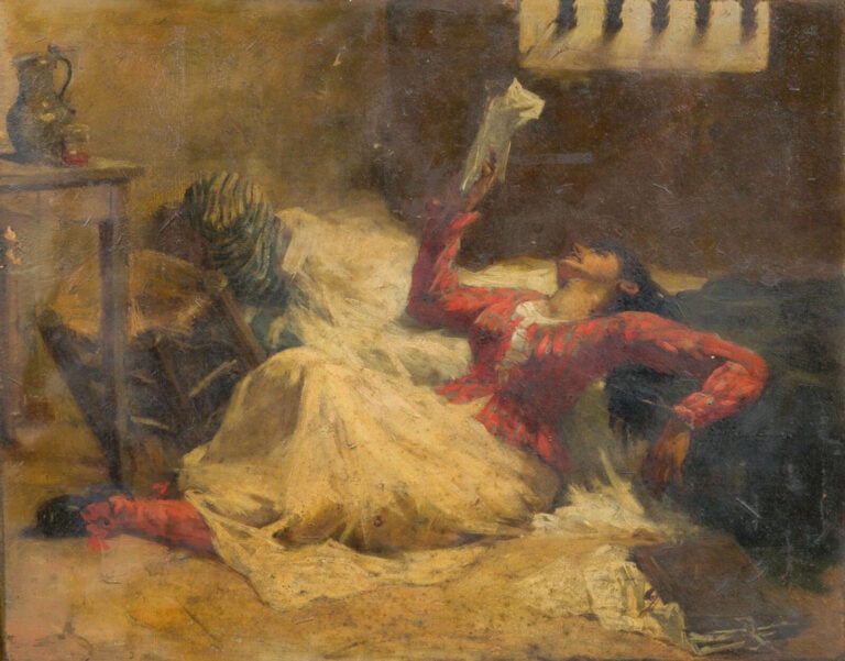 Ernest-Emile LEMENOREL (1848-1934) attribué à - la lettre en prison - Huile sur…