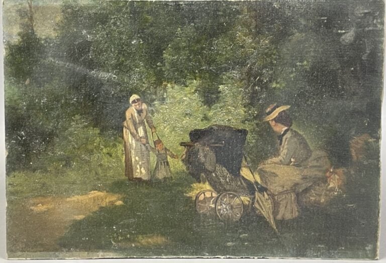 Ernest-Emile LEMENOREL (1848-1934) Attribué à - Les premiers pas - Huile sur ca…