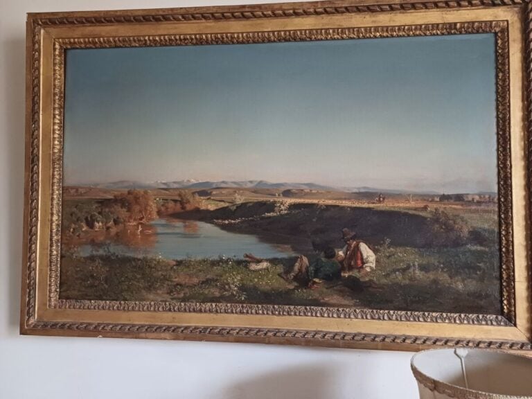 François-Louis FRANÇAIS (1814-1897) - Berger près d'un lac - Huile sur toile, s…