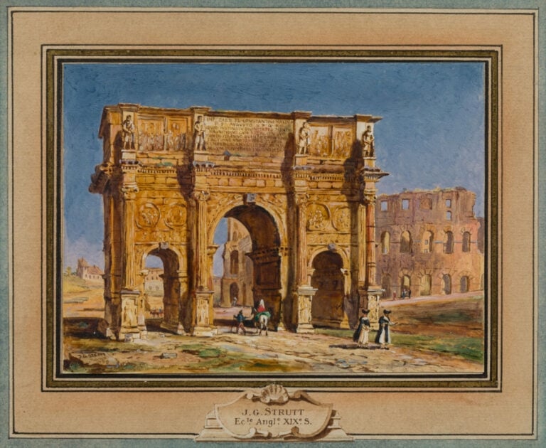 Jacob George STRUTT (1790-1864) - Vue de l'Arc de Constantin et du Colisée - Aq…
