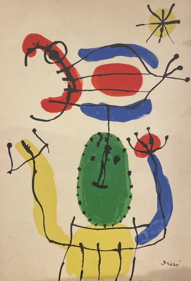 JOAN MIRO (1893-1983) ( D'APRÈS) - Tête verte, c. 1970 - Lithographie en couleu…
