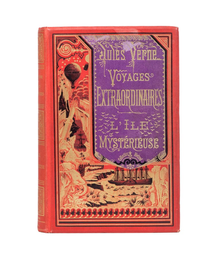 L'Île Mystérieuse par Jules Verne. Illustrations de Férat. Paris, Bibliothèque…