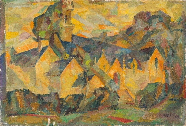 MACARIO VITALIS (1998-1989) - Eglise (Plestin les grève ?), 1952 - Huile sur to…