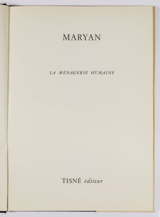 MARYAN (1927-1977)-MARYAN PINCHAS BURSTEIN DIT - La ménagerie humaine, Tisné, P…
