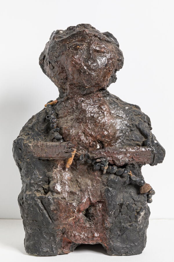 SLAVKO KOPAČ (1913-1995), 1950 - Statue noire - Plâtre peint et vernissé avec c…